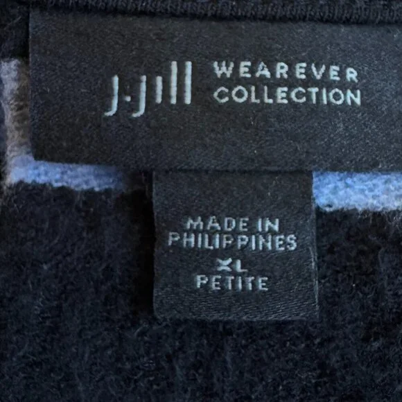 J. Jill Wearever Essentials Perfect Ballet Sleeve Dress Black Grey Stripe XLP - Picture 6 of 8